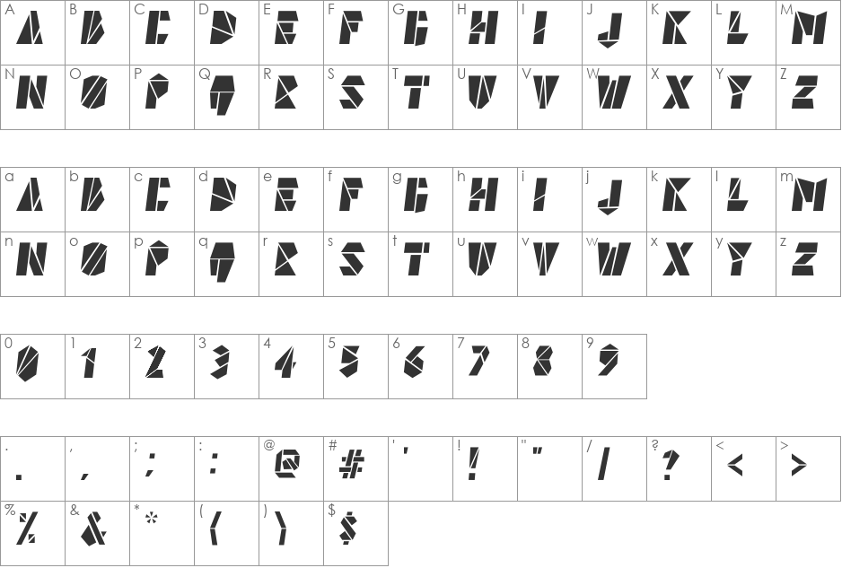 Yeezy font character map preview