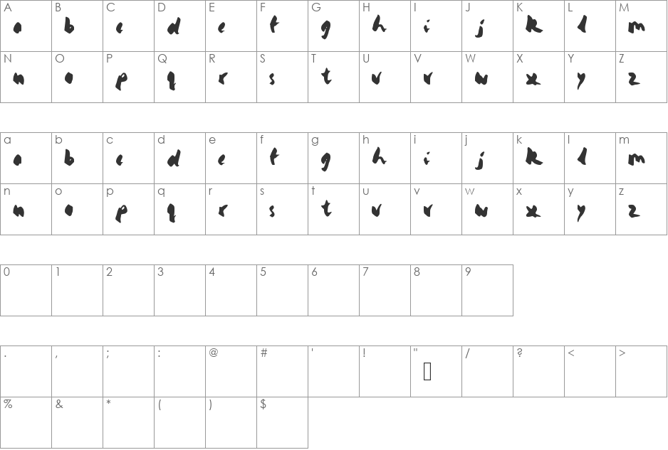 yello font character map preview