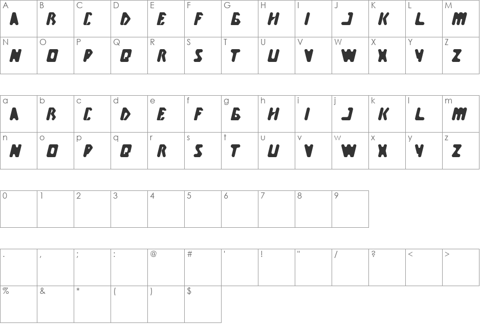 yellow font character map preview