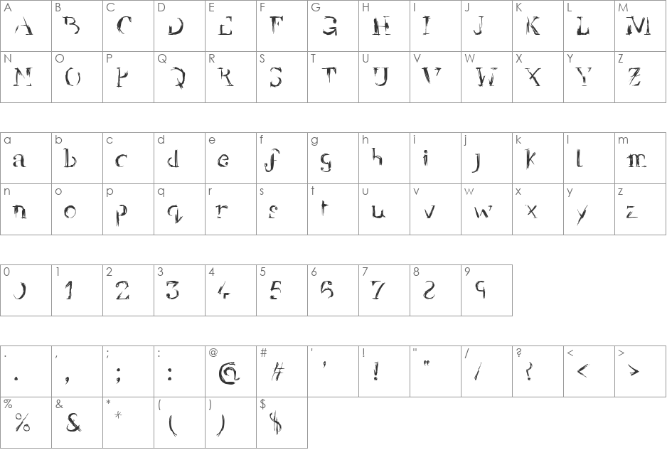 Yellow Back Radio font character map preview