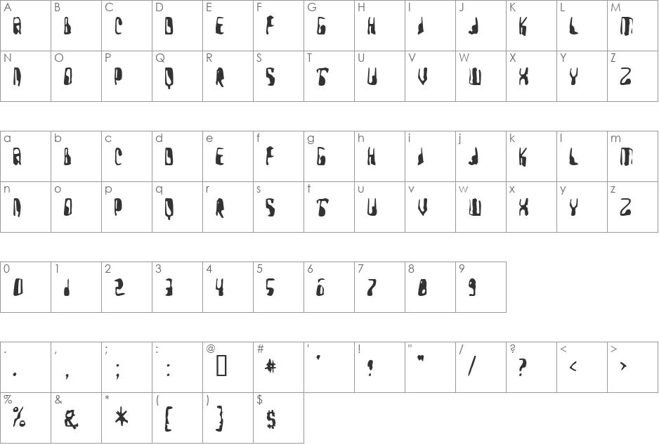 Yellow Pills font character map preview