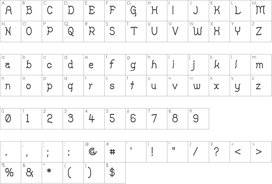 Yellow Swamp font character map preview