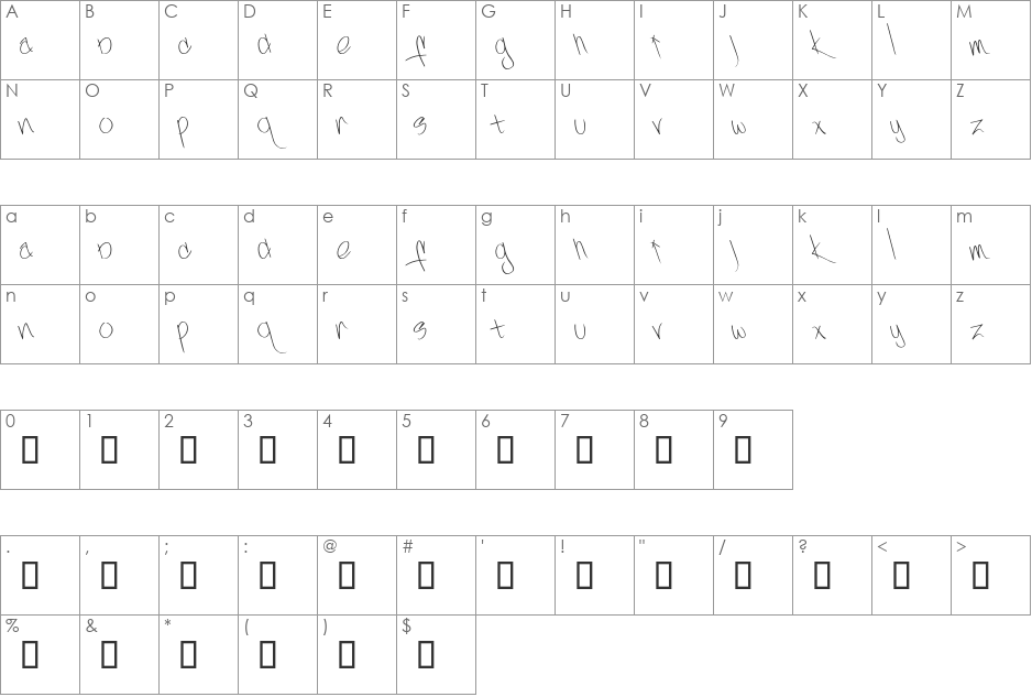 Yellowjackets font character map preview