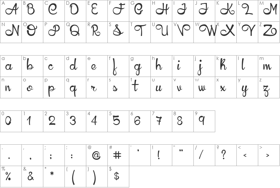 YellowLlama font character map preview