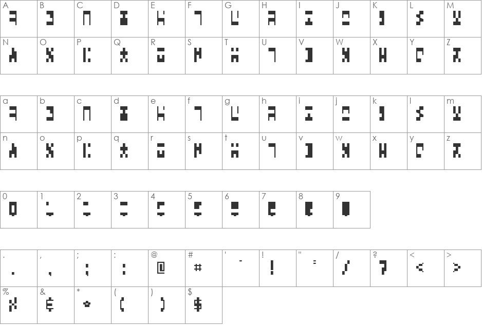 aaAncient font character map preview