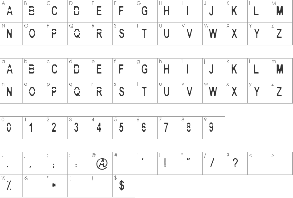 Yes, Sir! font character map preview