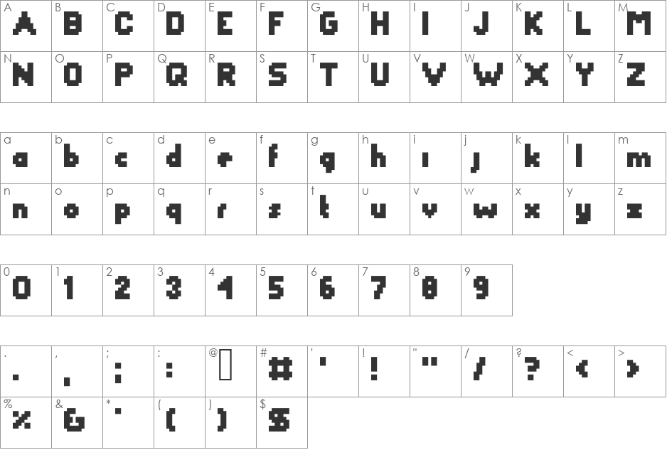 YetBumblerShadow font character map preview