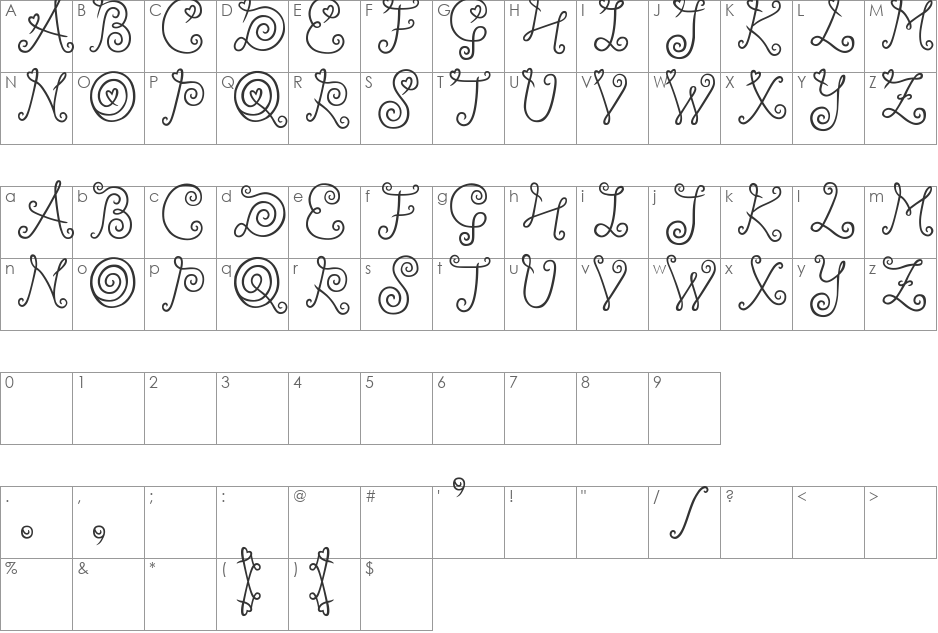 ylee DALKOM Roll Cake font character map preview