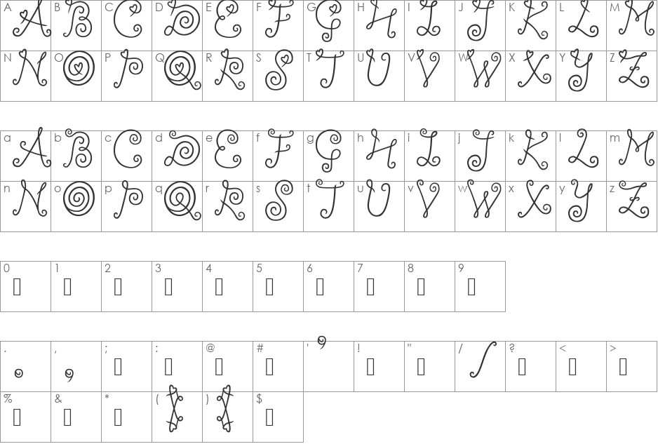 ylee DALKOM Roll Cake font character map preview