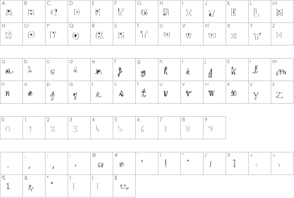 Yo font character map preview
