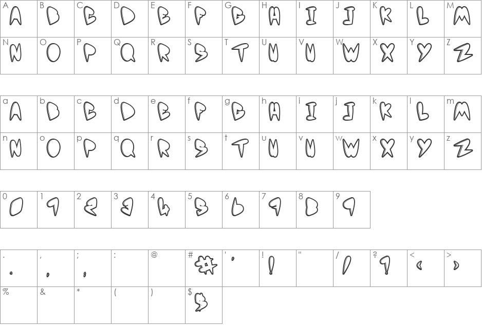 Yo mama font character map preview