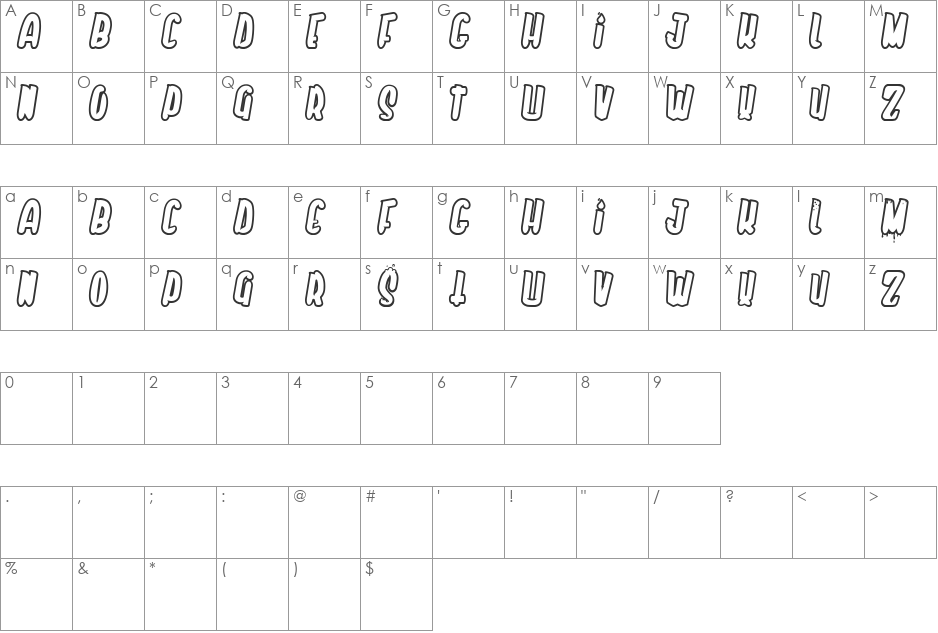 Yo te amo pero en secreto font character map preview