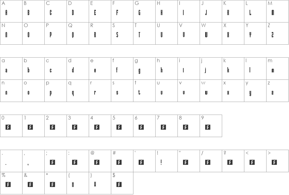 yobbo font character map preview