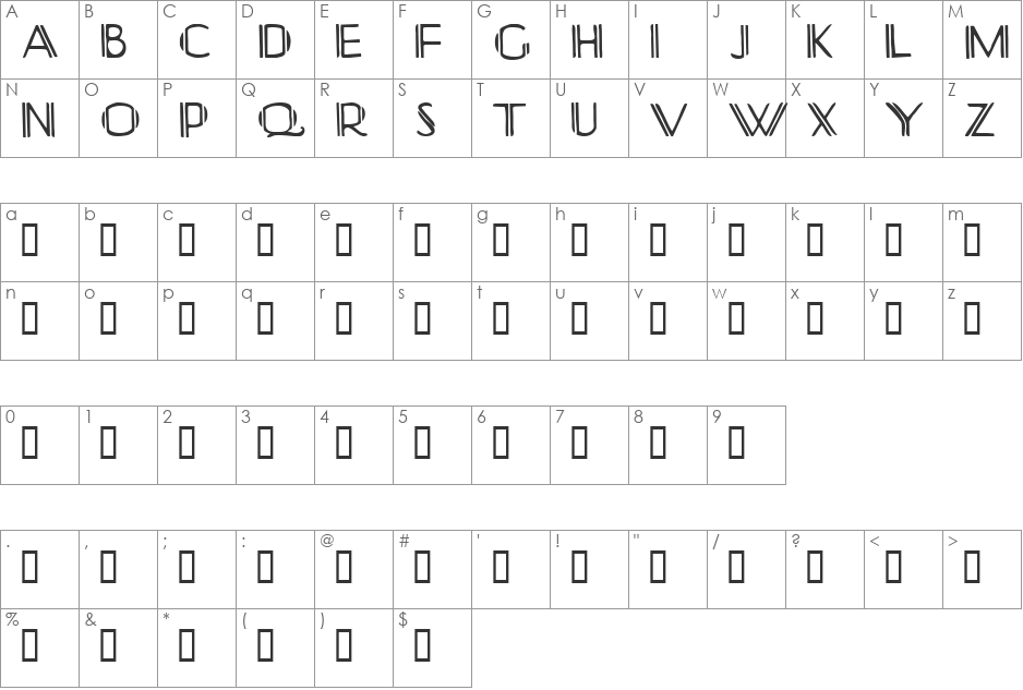 YONKERISMO font character map preview