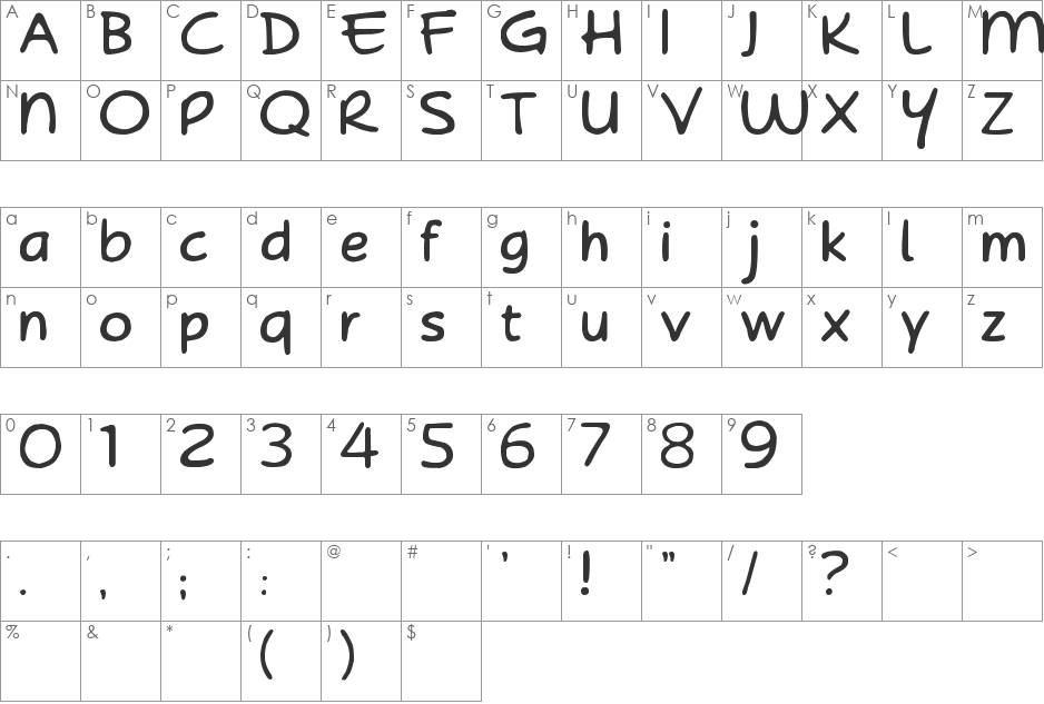 YOU ALL EVERYBODY font character map preview