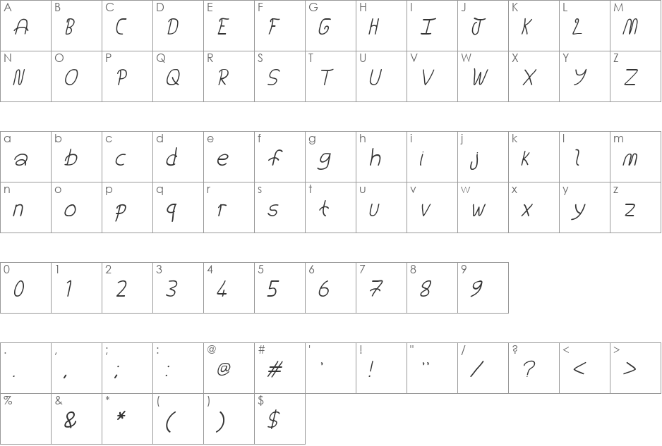 You're Still The One font character map preview