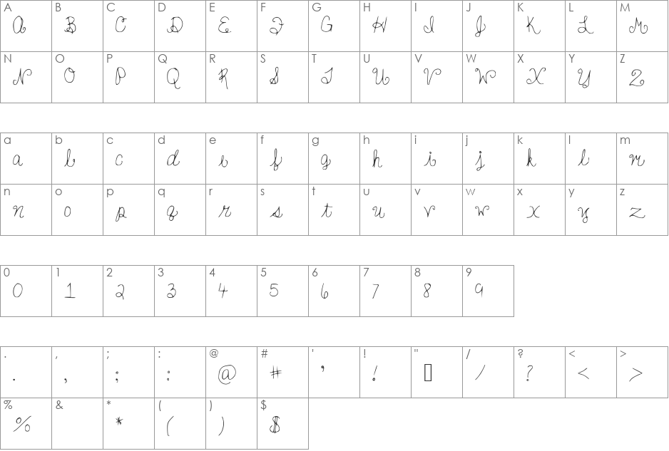 YouFancyHuh font character map preview
