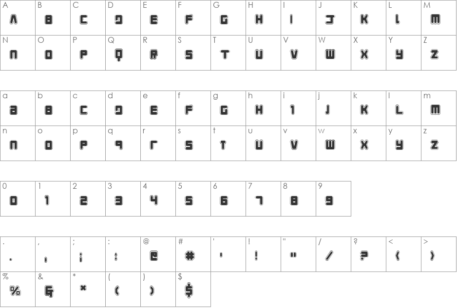 Young Techs Academy font character map preview