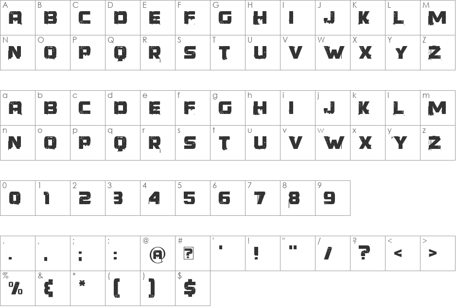 Younger than me font character map preview