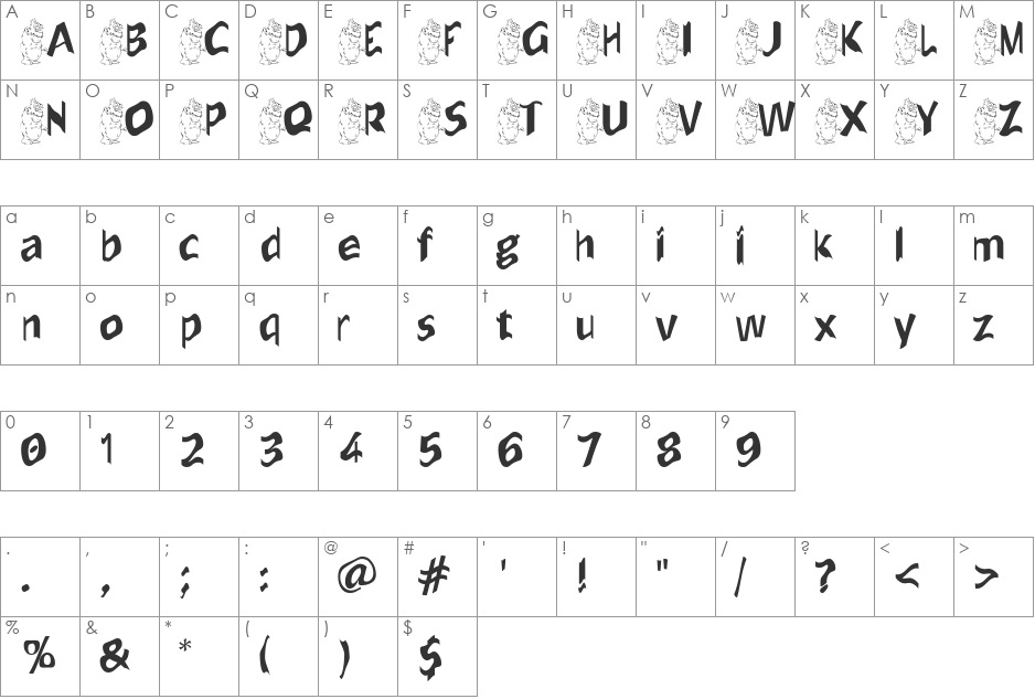 YourBeautician font character map preview