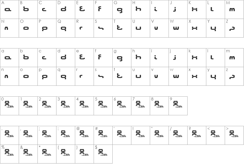 Bitstorm font character map preview