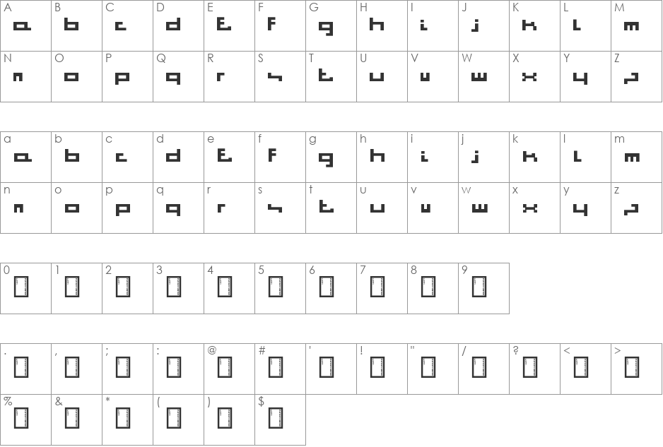 Bitstorm font character map preview