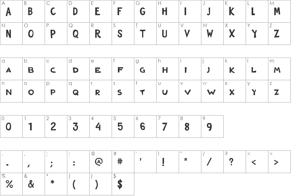 YTV 2000 font character map preview