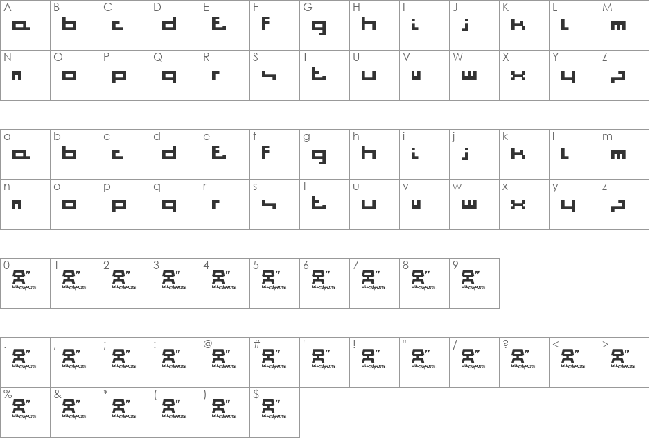 Bitstorm SQUARE font character map preview
