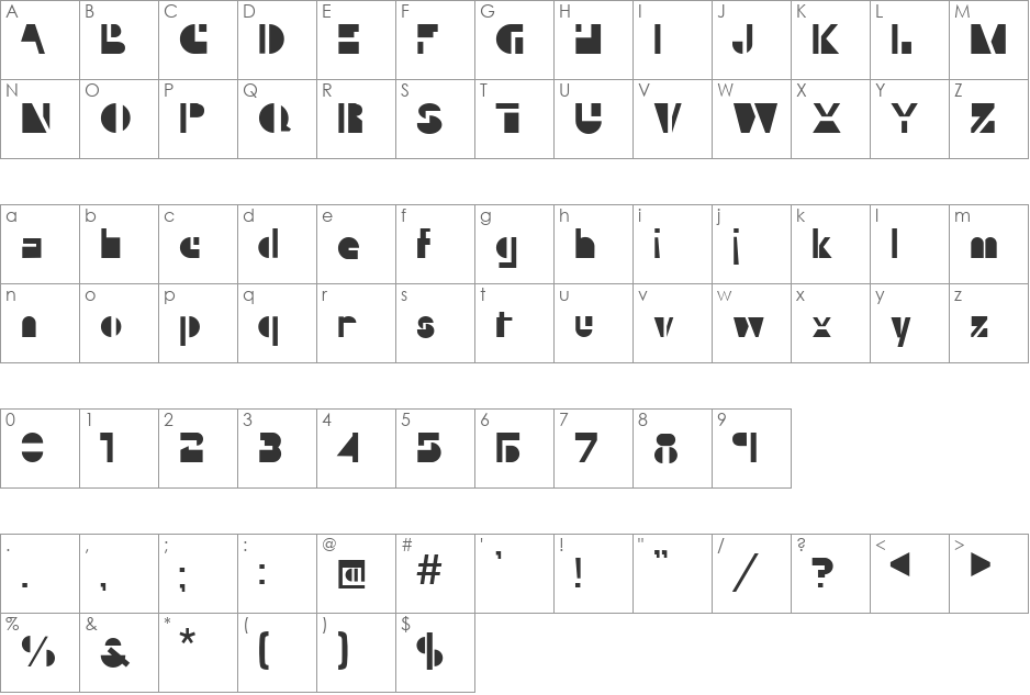 Yubi font character map preview