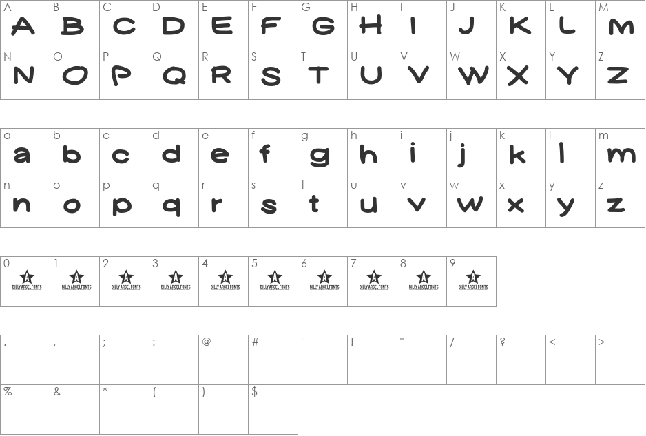YUKAFONT font character map preview