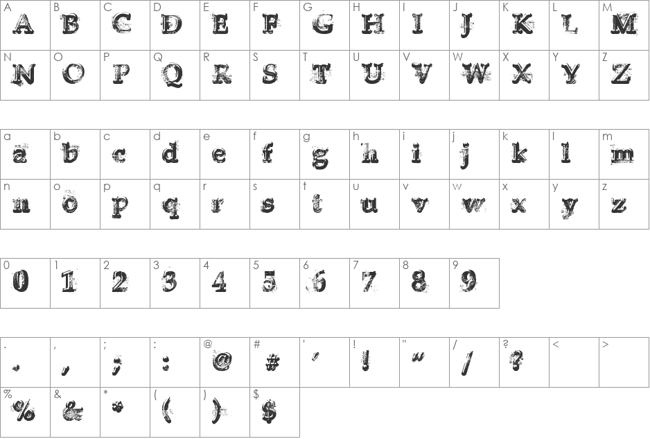 Yukon Gold font character map preview