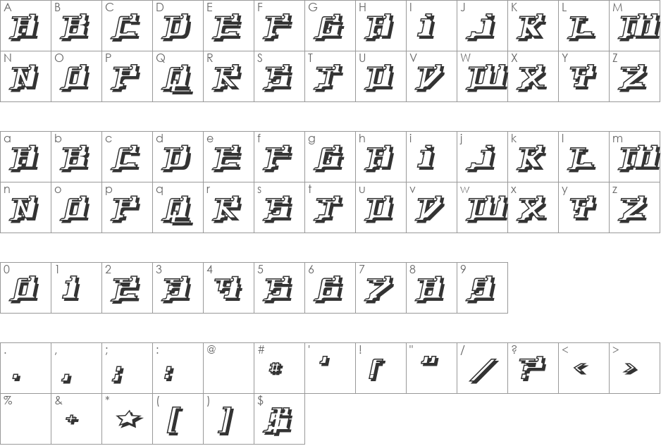 YytriumDioxide font character map preview