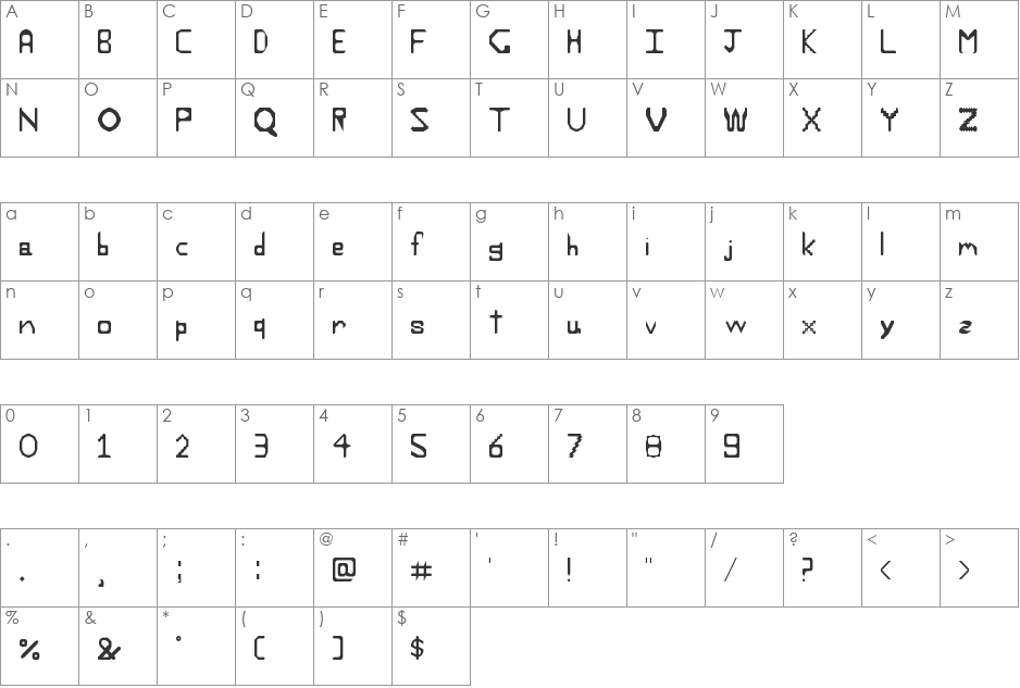 Z Font font character map preview