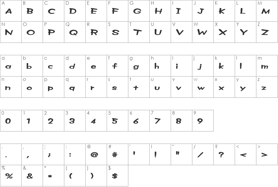 Z machine (sRB) font character map preview