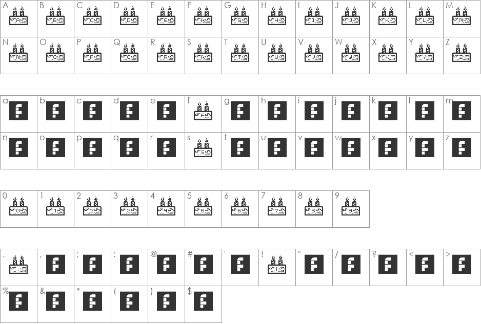 z.happ2y eYe/FS font character map preview