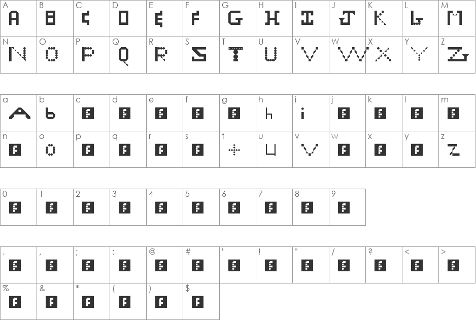 Zach font character map preview