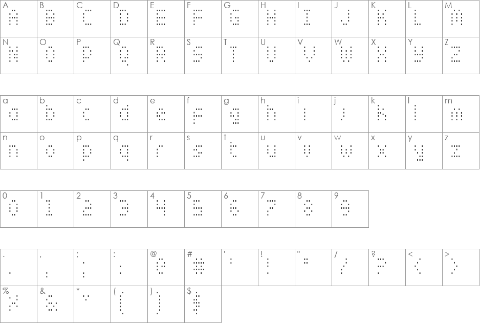 Zado Condensed font character map preview