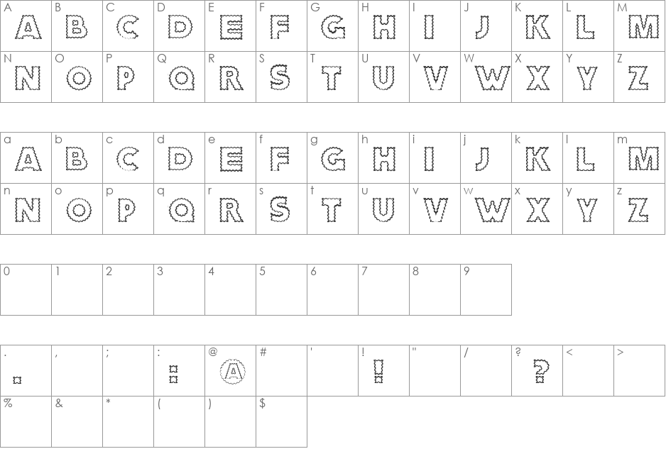 ZagzagGoosePimples font character map preview
