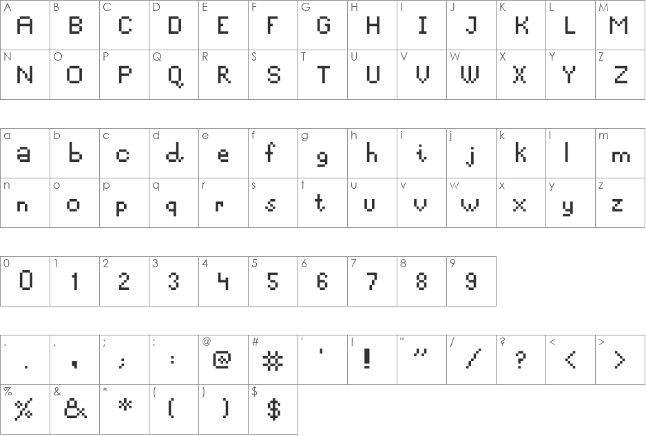 Bitter font character map preview