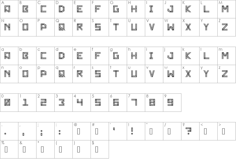 Zambajoun font character map preview