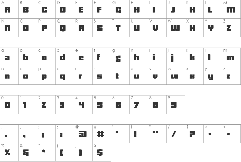 zame eYe/FS font character map preview