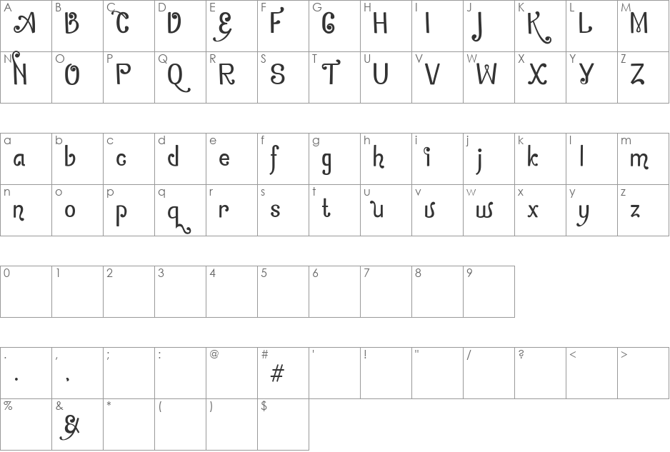 Zamrud & Khatulistiwa font character map preview