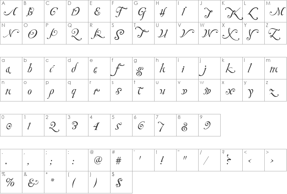 ZanzibarRegular font character map preview