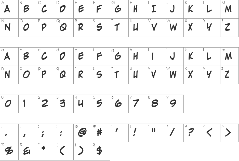 Zap Raygun V2.0 font character map preview