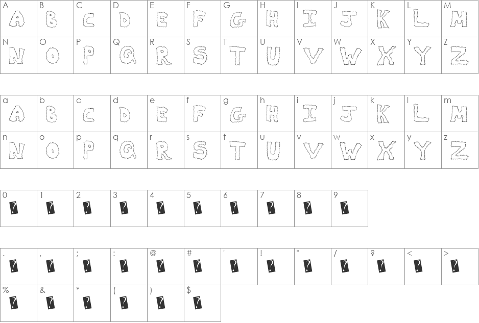 ZapDeal font character map preview