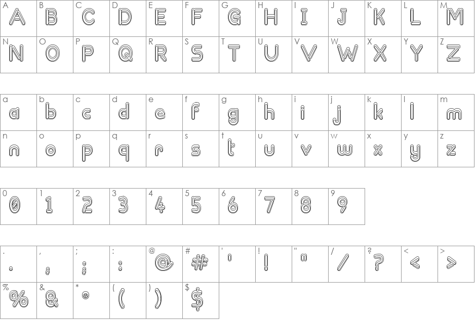 Zapped Sticks font character map preview