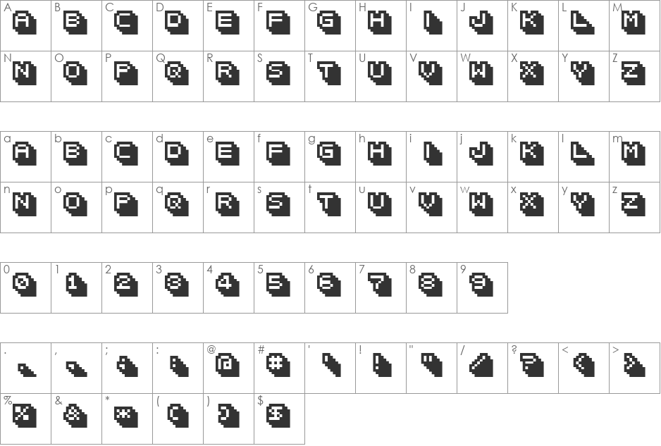 bitween 10 font character map preview