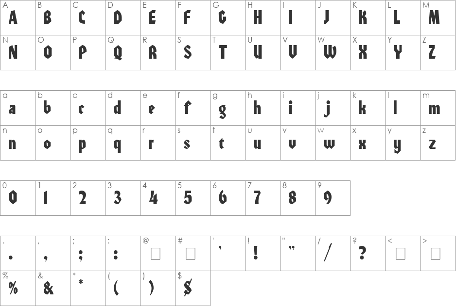 Zayin Display SSi font character map preview