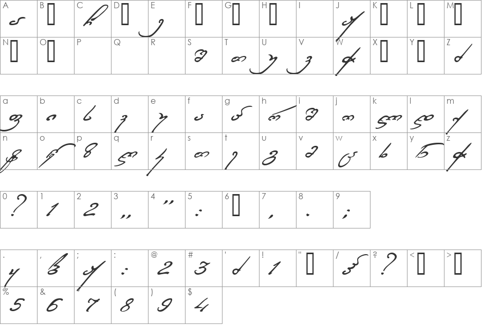 Zaza_DU font character map preview