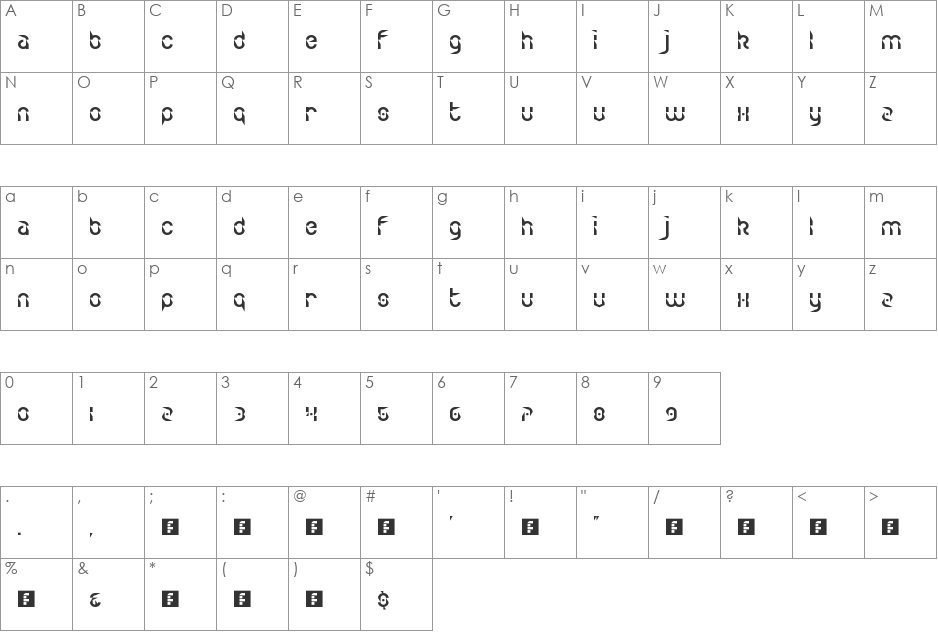 Zdyk Leo font character map preview